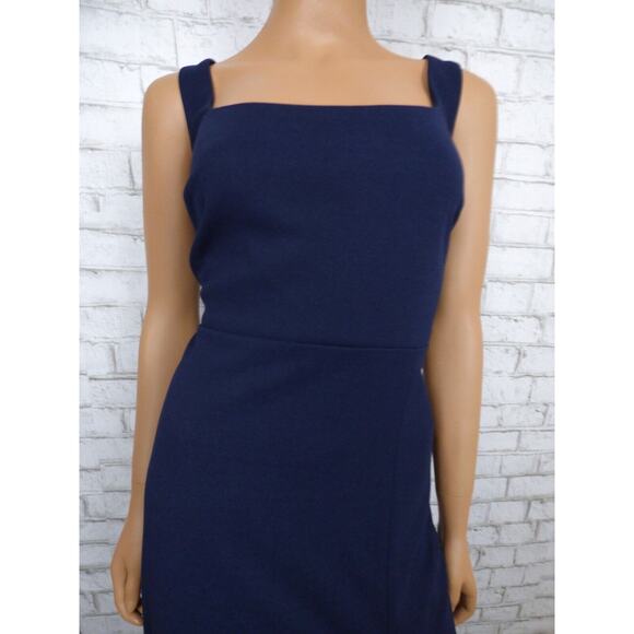 $220 BHLDN Ashlynn Square Neck Side Slit Crepe Gown in Navy 24W NEW B996 - Picture 5 of 16